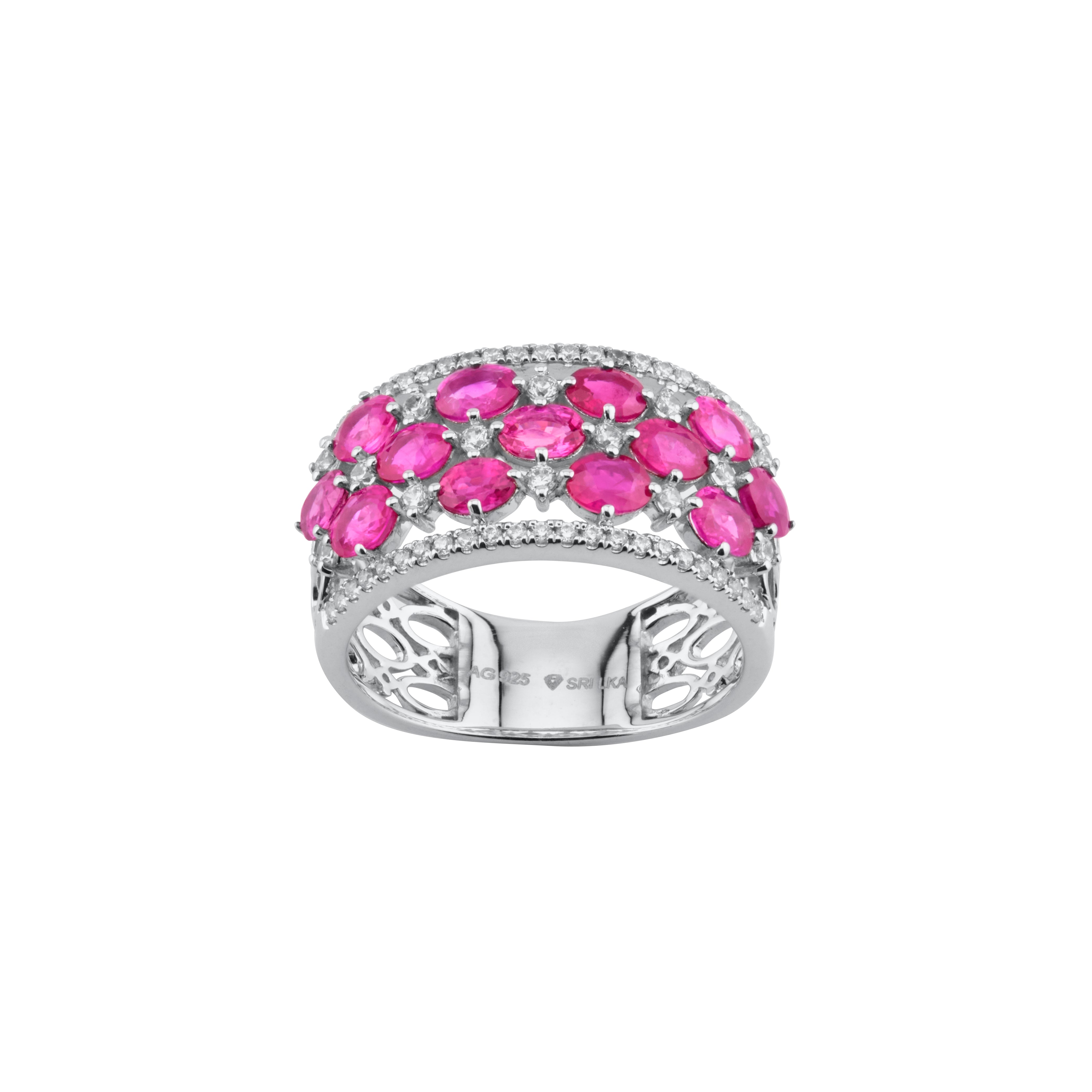 Pink Sapphire Flower Ring