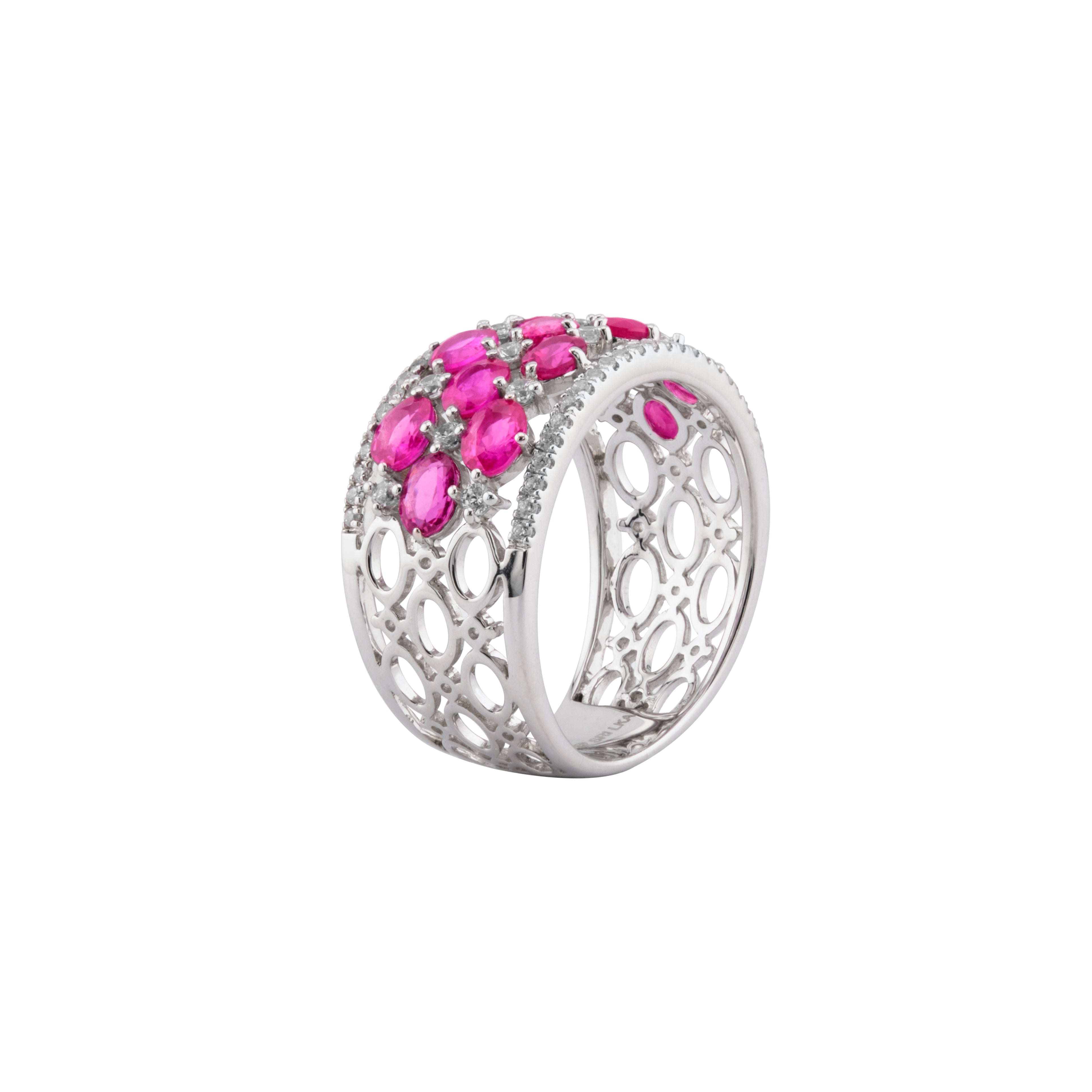 Pink Sapphire Flower Ring