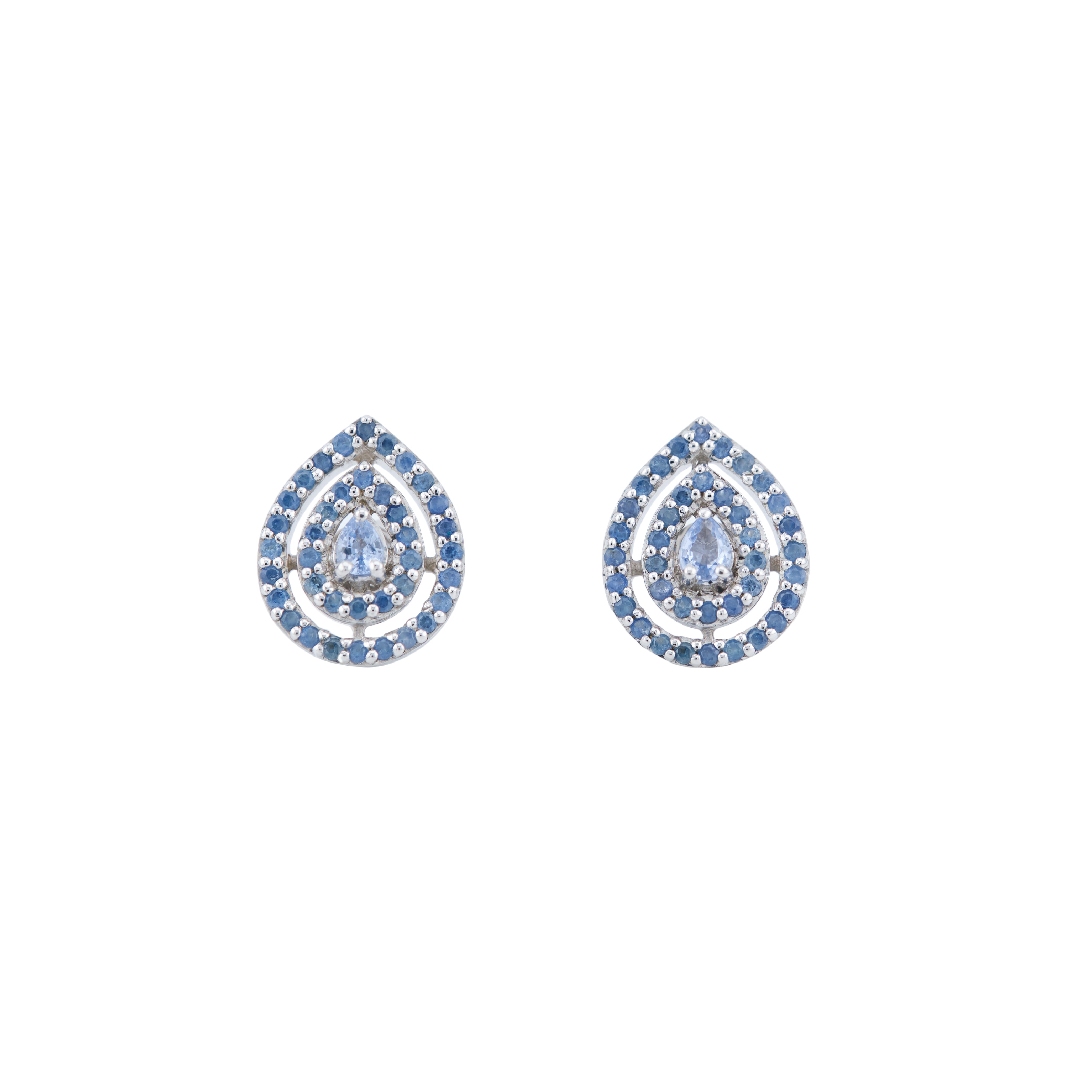 Baby Blue Sapphire Pear-Shape Stud Earrings