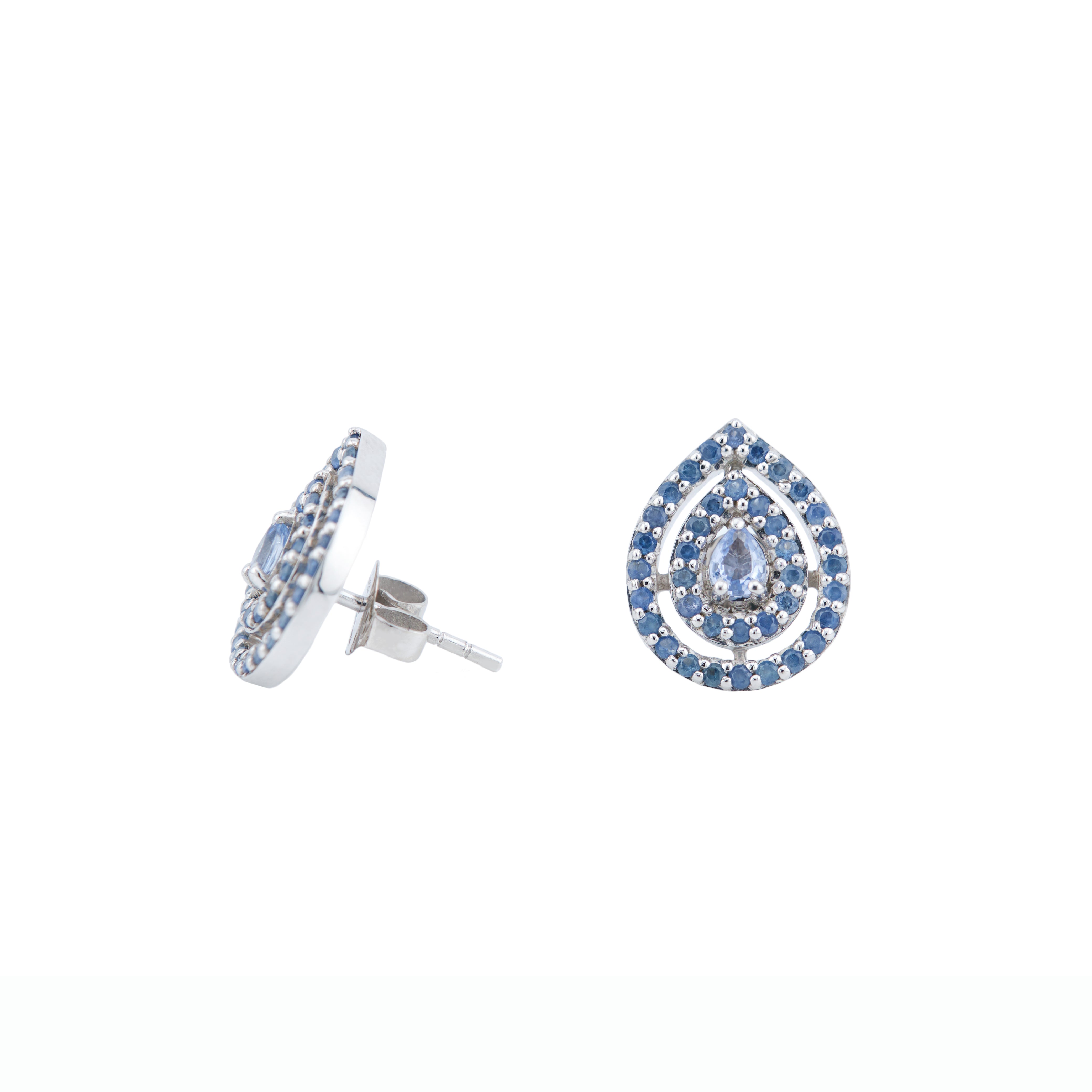 Baby Blue Sapphire Pear-Shape Stud Earrings