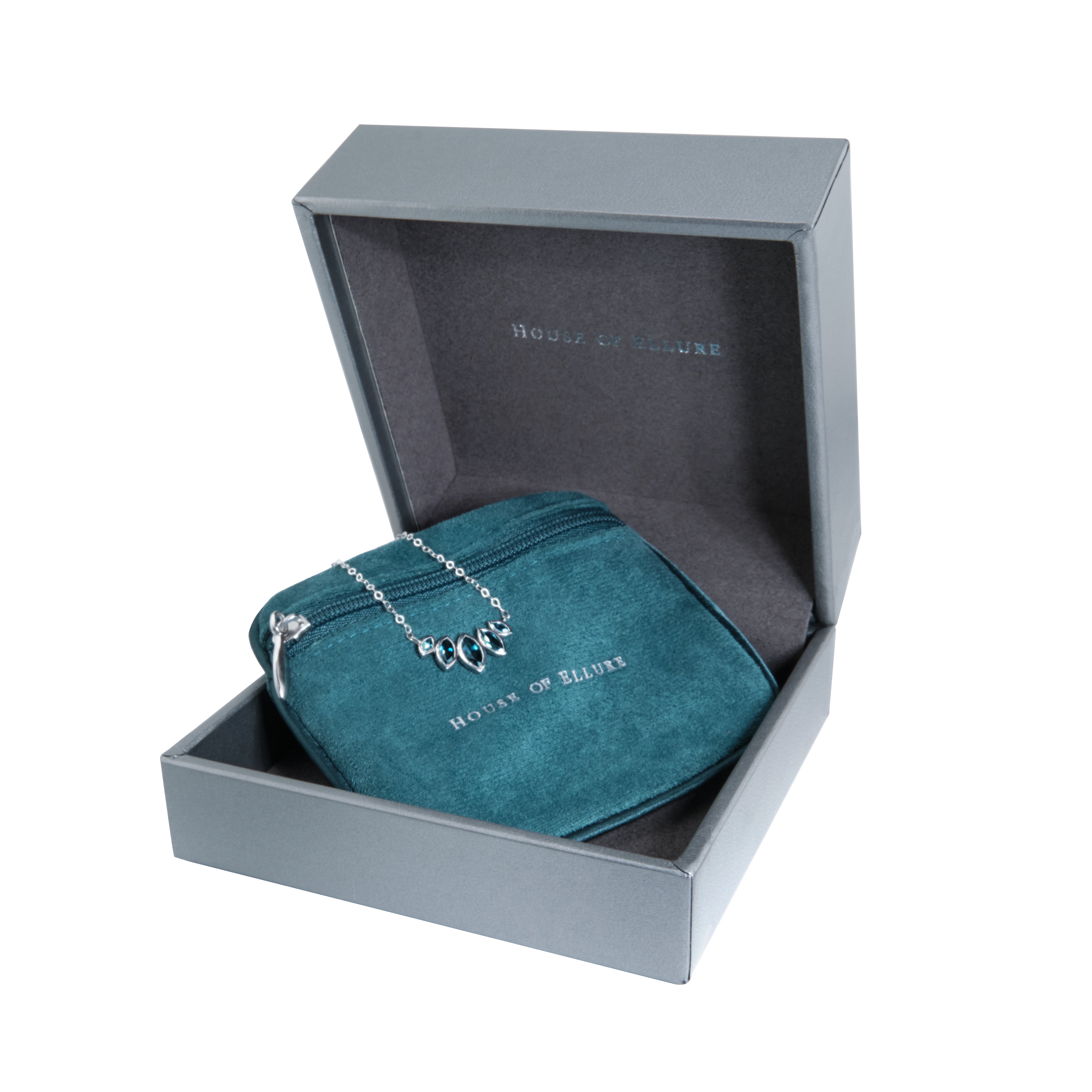 Marquise-Cut Blue Sapphire Cluster Necklace