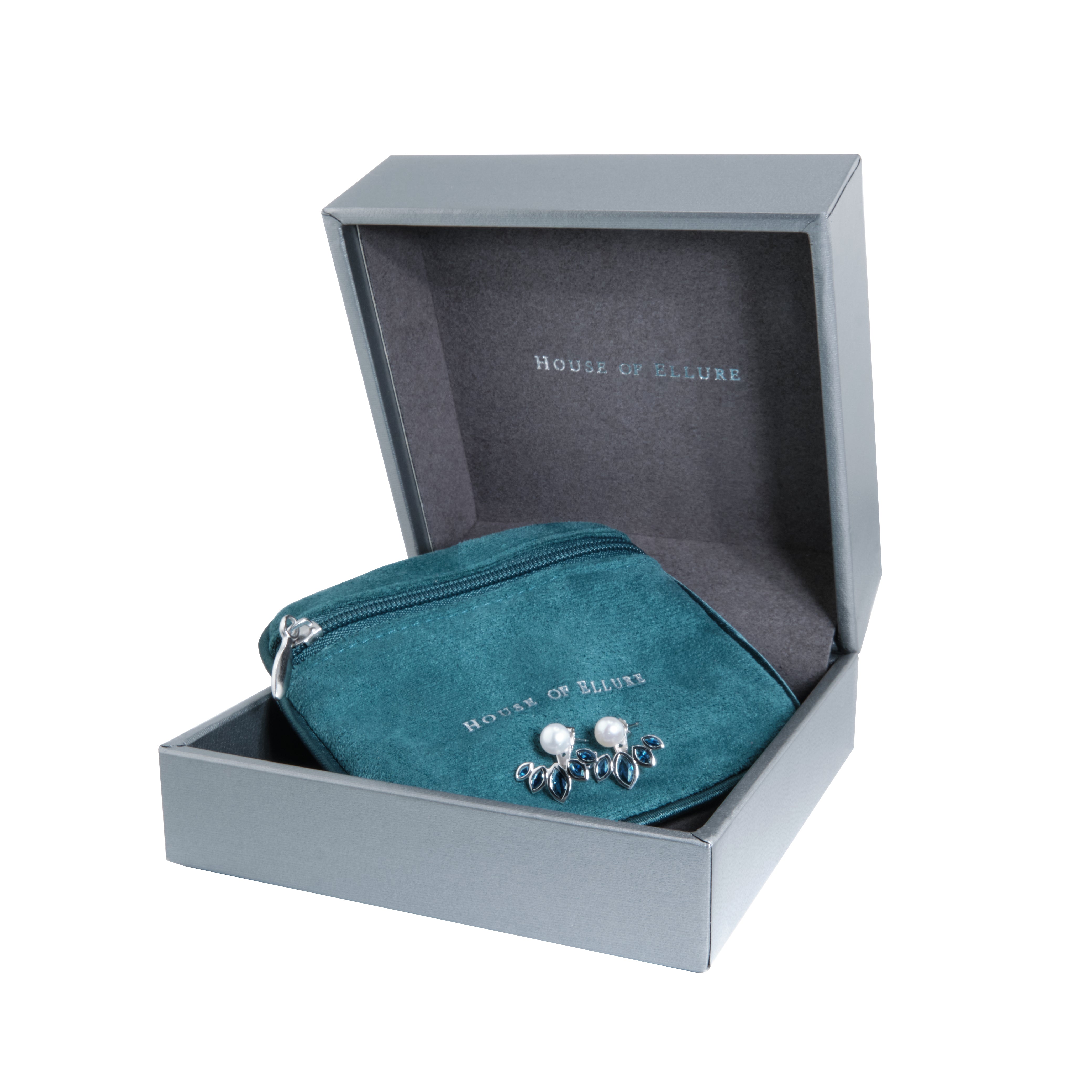 Marquise-Cut Blue Sapphire & Cultured Pearl Earrings